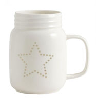 Billede af Nordal Star Mug/Candleholder H: 13 cm - Hvid OUTLET