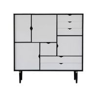 Billede af Andersen Furniture S3 Skænk 132x131 cm - Sort/Hvide fronter