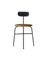 Billede af Audo Copenhagen Afteroom Dining Chair SH: 46 cm - Black Steel Base/Cognac Leather 2100 Dunes Upholstered Seat   