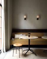 Billede af Audo Copenhagen Afteroom Dining Chair SH: 46 cm - Black Steel Base/Cognac Leather 2100 Dunes Upholstered Seat   