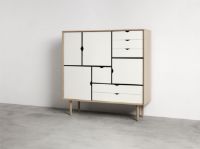 Billede af Andersen Furniture S3 Skænk 132x131 cm - Sæbebehandlet Eg/Hvid Front