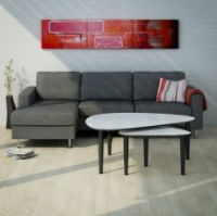Billede af Thomsen Furniture Katrine Sofabord Trekant Lille 42x67x50 cm - Stenlook Lys Grå/Sortlakeret Eg OUTLET
