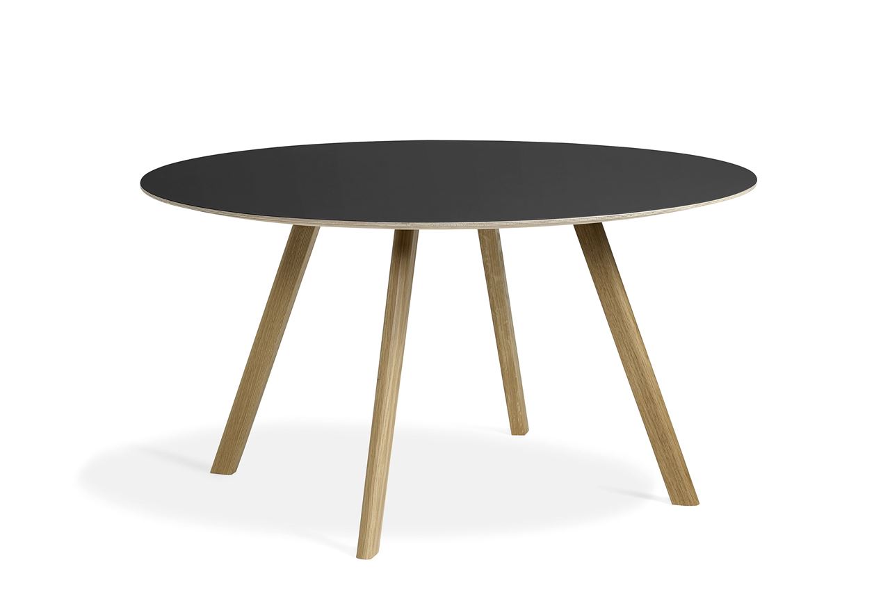 smidig skrig basen HAY CPH 25 Round Table Ø: 140 cm - Lacquered Solid Oak/Black Linoleum