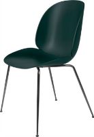 Billede af GUBI Beetle Dining Chair Conic Base - Black Chrome Base / Dark Green Shell 