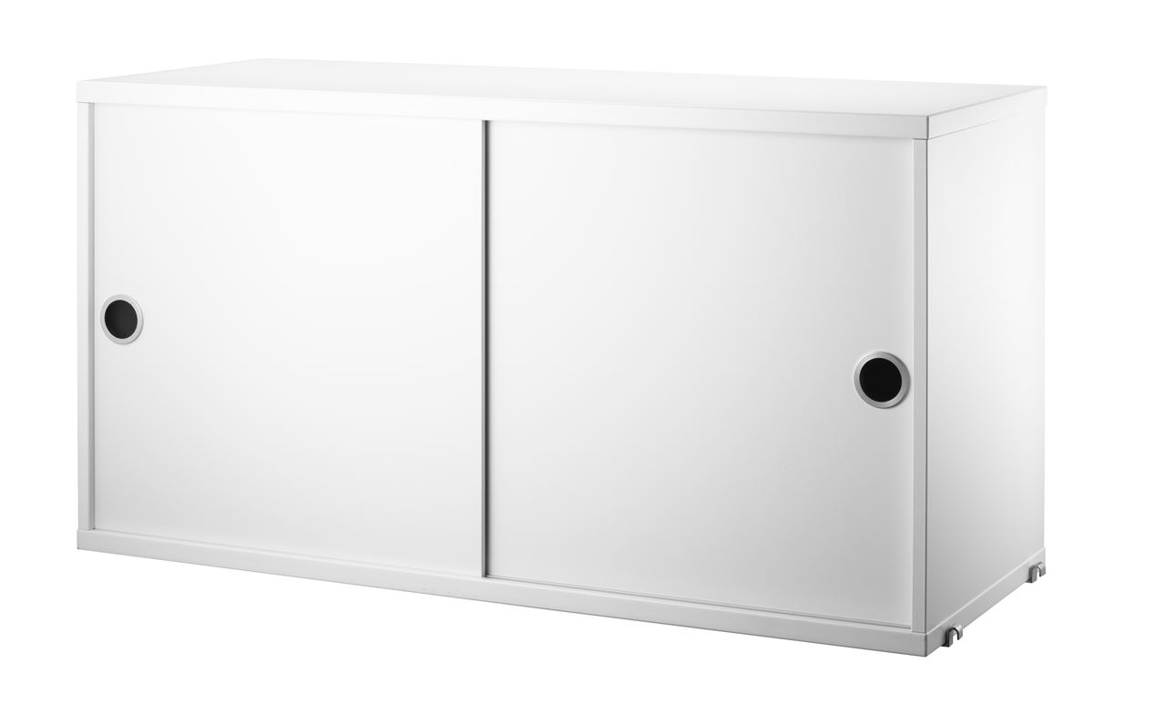 Billede af String Furniture Cabinet With Sliding Doors B: 78 cm - Hvid 