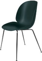 Billede af GUBI Beetle Dining Chair Conic Base - Chrome Base / Dark Green Shell 