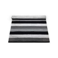 Billede af Rug Solid Cotton rug 75x200 - Black/Grey/White Striped OUTLET
