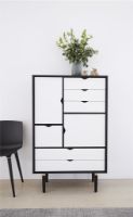 Billede af Andersen Furniture S5 Opbevaringsmøbel 83x132 cm - Sort/Hvide fronter