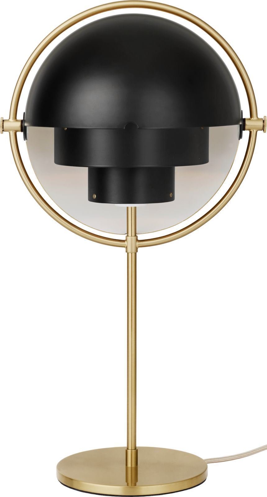 Billede af GUBI Multi-Lite bordlampe Ø:24 cm Brass base - Black Semi Matt skærm