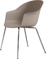 Billede af GUBI Bat Dining Chair Conic Base 45 cm - Chrome base/New beige