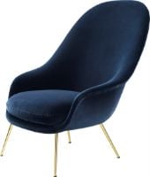 Billede af GUBI Bat Lounge Chair High Back 39 cm - Brass Semi Matt Velvet