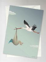 Billede af ViSSEVASSE Greeting Card 10,5x15 cm - The Stork Blue OUTLET