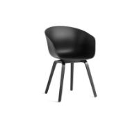 Billede af HAY Sæt 4 stk. AAC 22 About A Chair SH: 46 cm + CPH 20 Spisebord Ø: 120 cm - Black Lacquered Oak/ Black Linoleum 