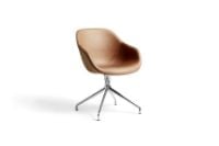 Billede af HAY AAC121 About a Chair Spisebordsstol Polstret SH: 47,5 cm - Polished Aluminium/Sense Cognac