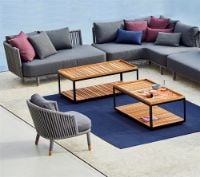 Billede af Cane-line Outdoor Level sofabord rektangulært - Lava Grey/Teak
