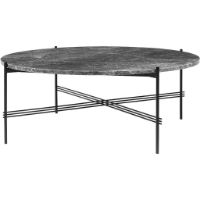 Billede af GUBI TS Coffee Table Ø: 105 cm - Black Base/Grey Emperador Marble