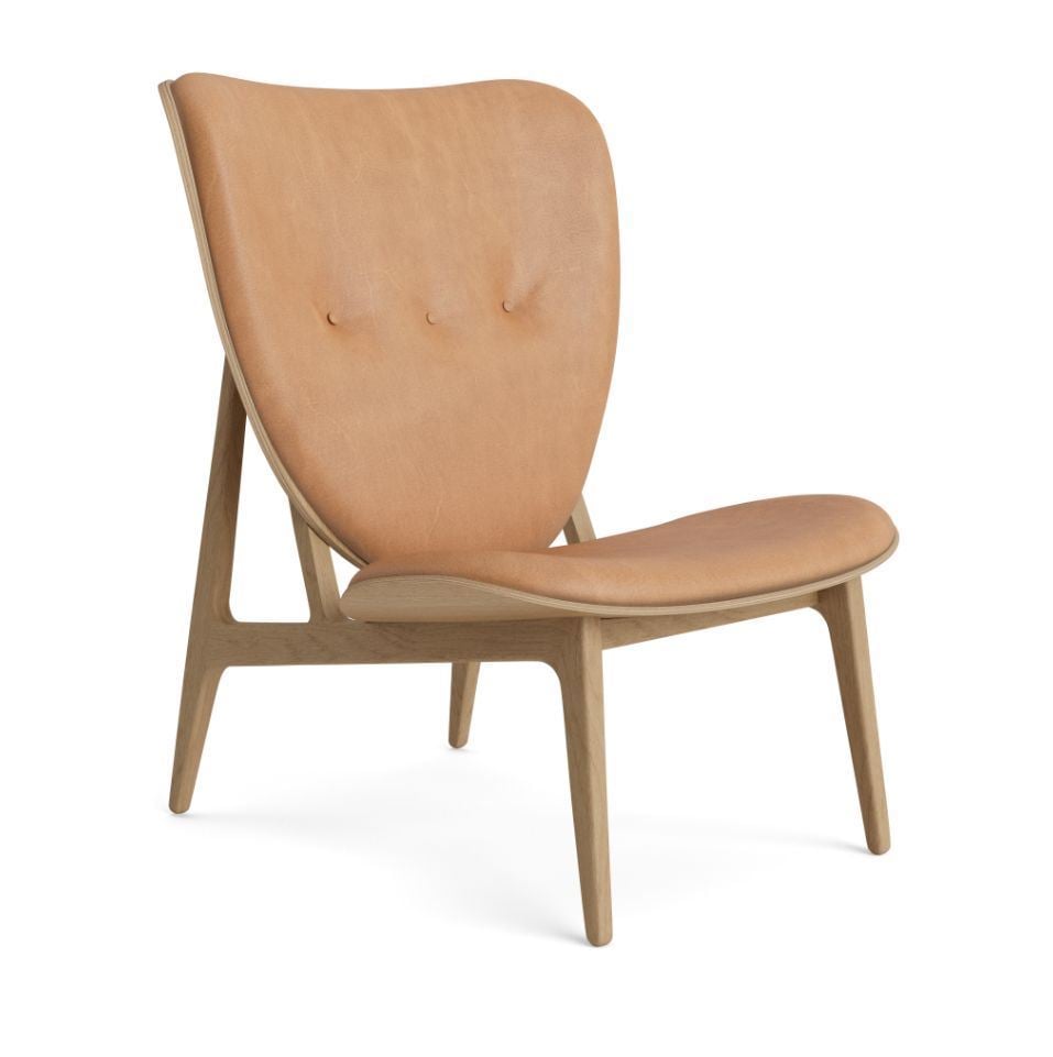 Billede af NORR11 Elephant Lounge Chair Leather SH: 38 cm - Natural Oak/Dunes Camel 21004
