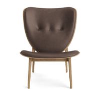 Billede af NORR11 Elephant Lounge Chair Leather SH: 38 cm - Natural Oak/Dunes Dark Brown 21001