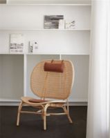 Billede af NORR11 Nomad Chair SH: 39 cm - Nature Bamboo/Aniline Leather Cognac