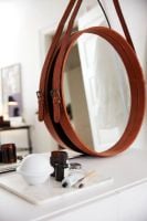 Billede af Natures Collection Premium Quality Calf Leather Mirrors Ø: 80 cm - Black