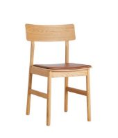 Billede af Woud Pause Dining Chair Leather Seat 2.0 H:80 cm - Oiled Oak / Cognac