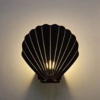 Billede af Goodnight Light Decoupage Seashell Lamp H: 30 cm - Black OUTLET