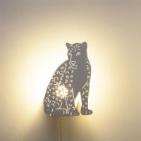 Billede af Goodnight Light Decoupage Leopard Lamp H: 26 cm - Ivory OUTLET