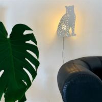 Billede af Goodnight Light Decoupage Leopard Lamp H: 26 cm - Ivory OUTLET