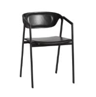 Billede af Woud S.A.C Dining Chair SH: 45 cm - Black Leather Seat OUTLET