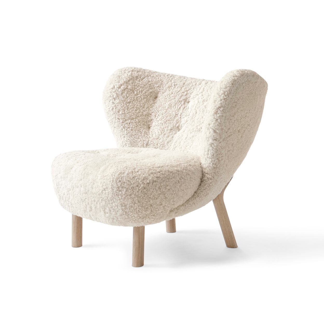 Billede af &Tradition Little Petra VB1 Lounge Chair SH: 40 cm - White Oiled Oak/Sheepskin Moonlight