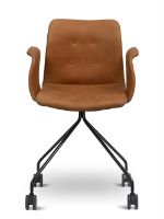 Billede af Bent Hansen Primum Chair with arm rest SH: 45 cm - Black Powder Coated Steel/Davos Brandy Leather