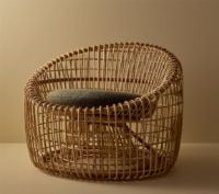Billede af Cane-line Indoor Nest Rund Stol SH: 38 cm - Natural Rattan/Dark Green