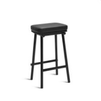 Billede af Please Wait to be Seated Tubby Tube Counter Stool Upholstery H: 68 cm - Black/Savanne Leather 
