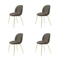 Billede af GUBI Beetle Dining Chair Fully Upholstered Light Bouclé SH: 45 - Brass/004 SÆT AF 4 KAMPAGNETILBUD