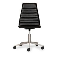 Billede af Paustian Spinal Chair 44 High Back SH: 43-55 cm - Chrome Base w. Castors/Black Sierra Leather