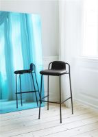 Billede af Normann Copenhagen Studio Barstool 75cm Frontpolstret - Sort/Læder