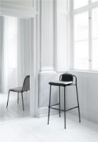 Billede af Normann Copenhagen Studio Barstool 75cm Frontpolstret - Sort/Læder