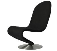 Billede af Verpan System 1-2-3 Lounge Chair Standard SH: 38 cm - Sørensen Hero Black Leather/Aluminium