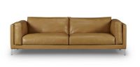 Billede af Juul 301 2,5 Pers. Sofa L: 240 cm - Prestige Cognac Læder/Børstet Rustfrit Stål 