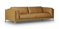 Billede af Juul 301 2,5 Pers. Sofa L: 240 cm - Prestige Cognac Læder/Børstet Rustfrit Stål 