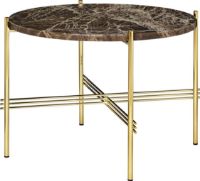 Billede af GUBI TS Coffee Table Ø: 80 cm - Brass Base / Brown Emperador Marble
