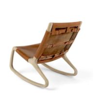 Billede af Mater Rocker Chair H: 78 cm - Whisky Læder/Matlakeret Eg