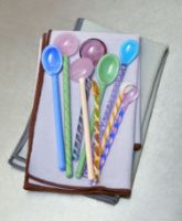 Billede af HAY Glass Spoons 2 Stk L: 15 cm - Aubergine / Light Pink  OUTLET