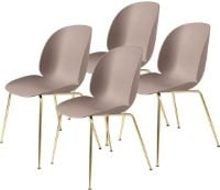 Billede af GUBI Beetle Dining Chair Conic Base 4 stk - Brass Semi Matt Base/Sweet Pink Shell