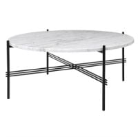 Billede af GUBI TS Coffee Table Ø:80 cm black base - White Carrara Marple top