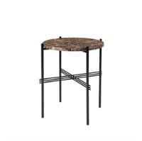 Billede af GUBI TS Coffee Table Ø: 40 cm black base - Marble Brown top