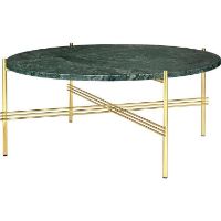 Billede af GUBI TS Coffee Table Ø: 80 cm - Brass Base/Green Guatemala Marble
