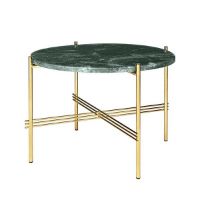 Billede af GUBI TS Coffee Table Ø:55 cm brass base - Marble Green top