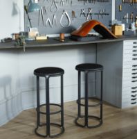Billede af Please Wait to be Seated Hardie Counter Stool H: 64 cm - Black Leather / Black