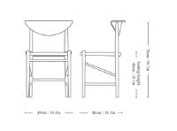 Billede af &Tradition HM3 Drawn Chair SH: 46cm - Natural Paper Cord/Black Oak